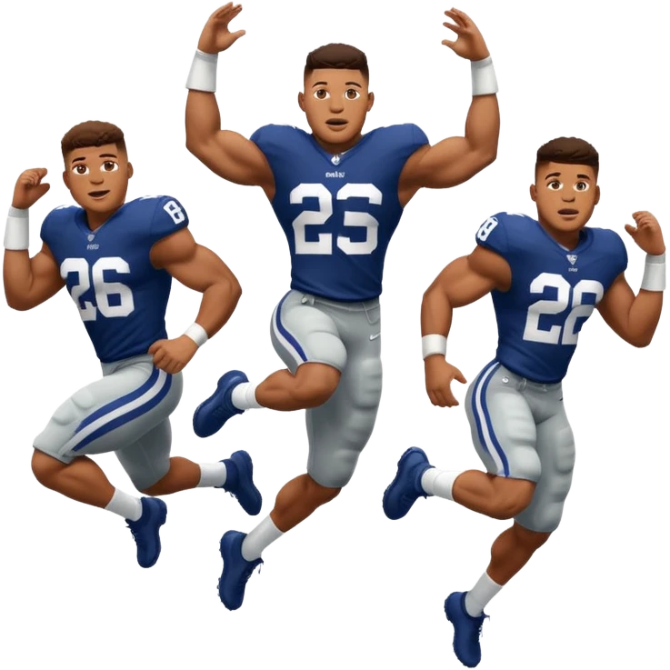 Saqoun Barkley hurdle over a 2 people emoji