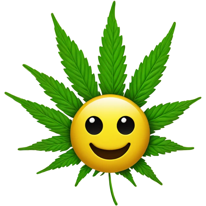 weed with smile face emoji