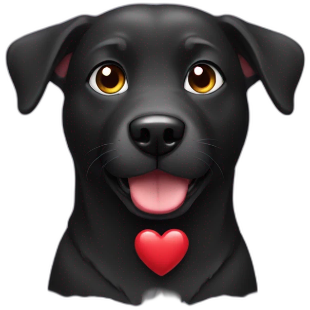 Black dog with heart emoji