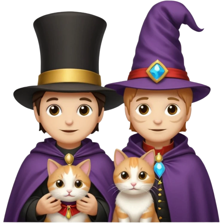 magician couple and their pet cat emoji