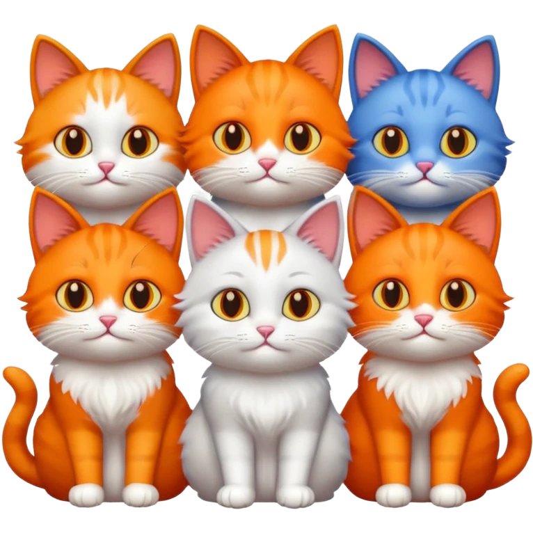 6 different colour cats only 1 orange emoji