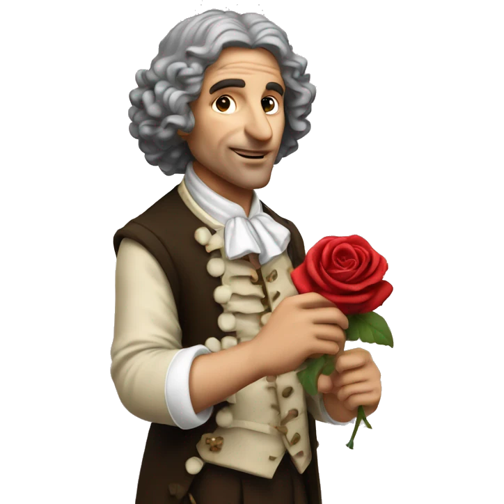 Molière holding a rose in his hand emoji