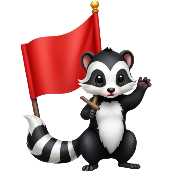 Skunk with red flag emoji