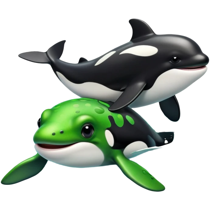 Frog hugging an Orca emoji