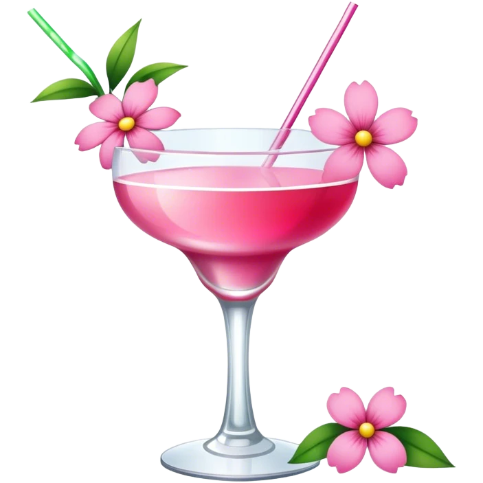 Pink Cocktail with flowers  emoji