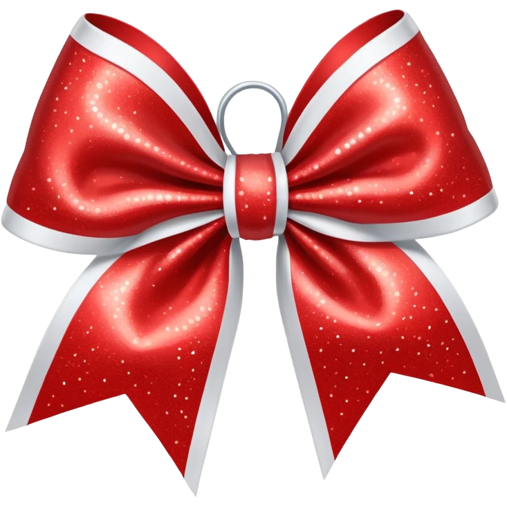 red sparkly cheer bow with white emoji