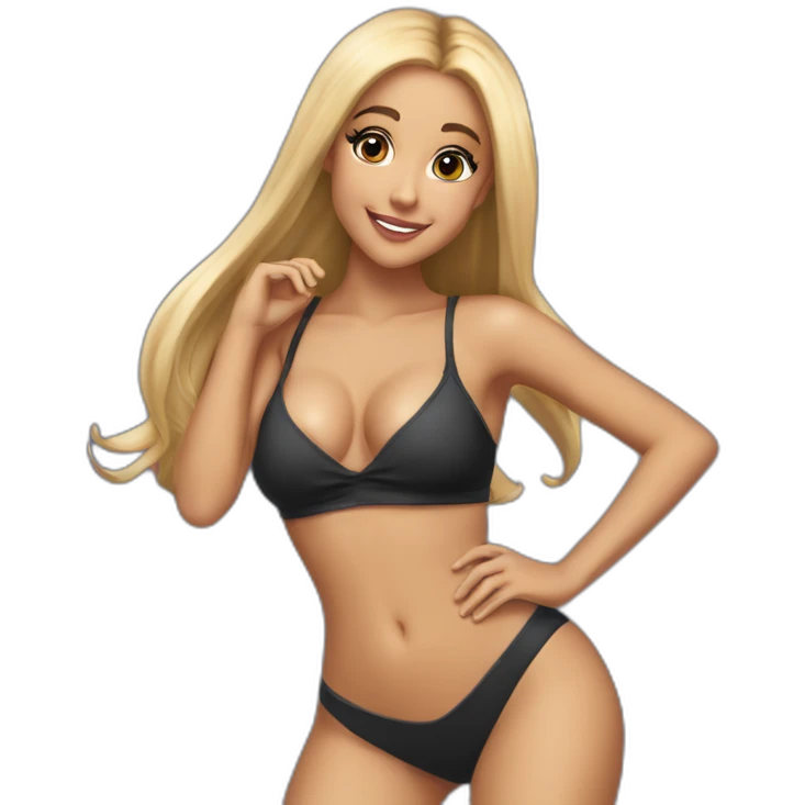 Ariana Grande, blonde debout maillot de bain, emoji