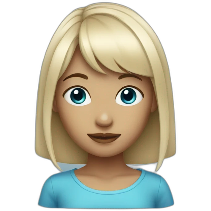 blue hair girl with bang emoji
