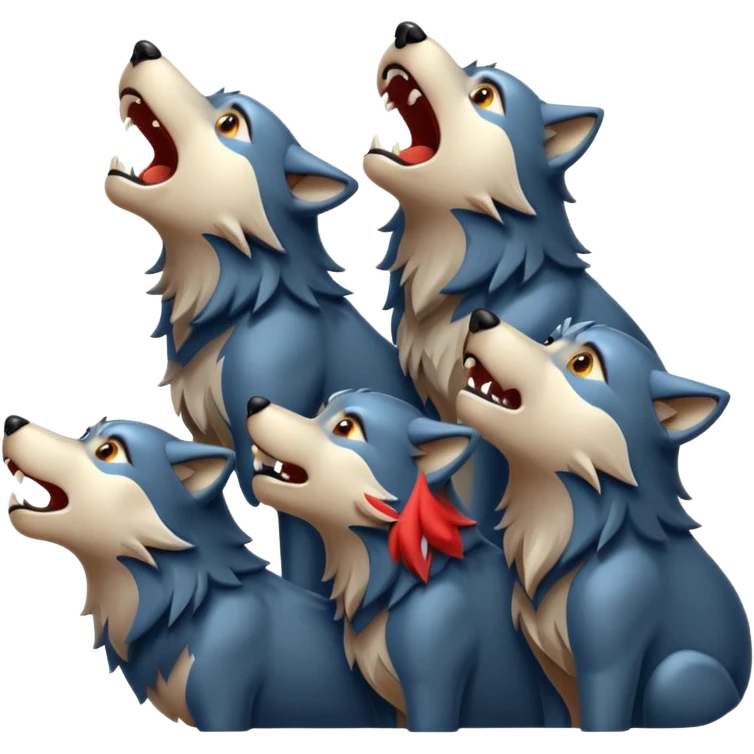 Wolf pack howling in different directions  emoji