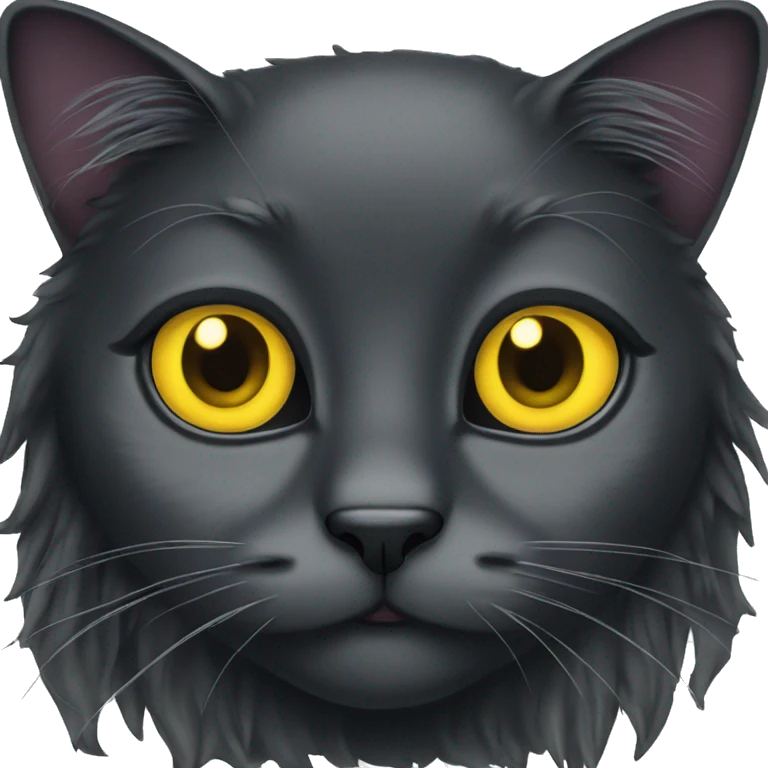 Long hair black cat with big yellow eyes  emoji