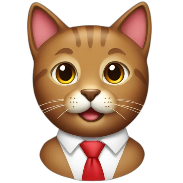 customer service brown cat with red tie emoji