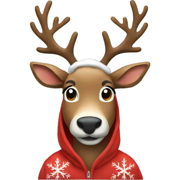 Reindeer wearing a Christmas Hoodie emoji