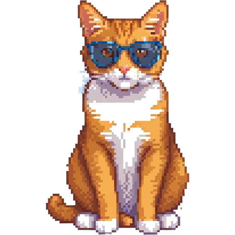 orange tabby cat wearing sunglasses, sitting emoji