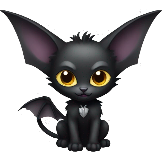 Black-Vampire-Batty-Lykoi-Cat-Fakémon-Cat With Bat-wings as ears  emoji