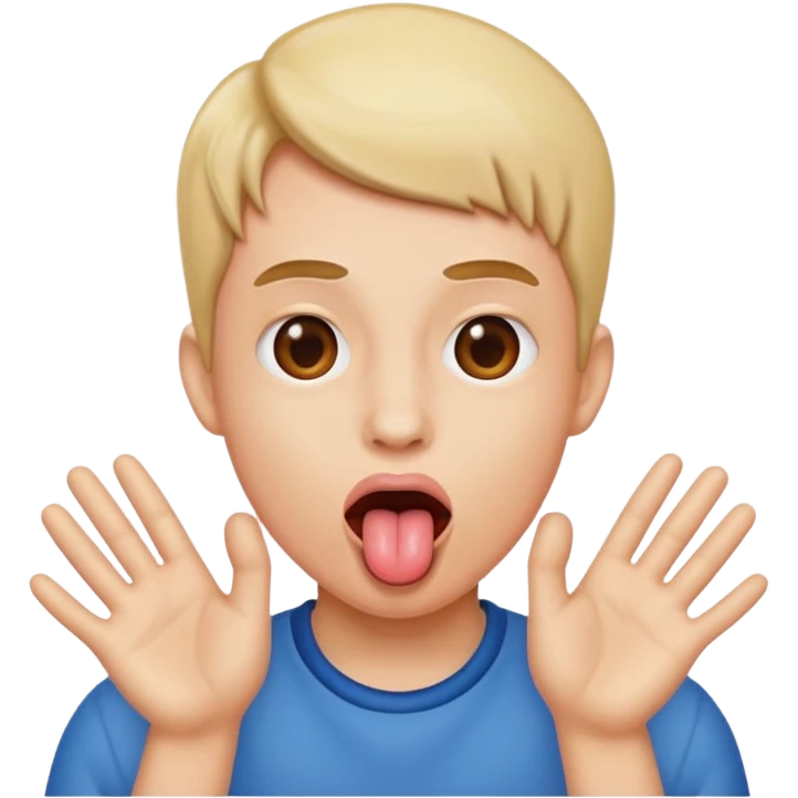 tounge out and two hands emoji