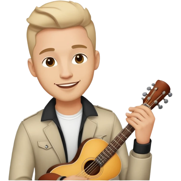 Happy Rock Pop Music Male Musician in his 30s dressed with trendy style emoji