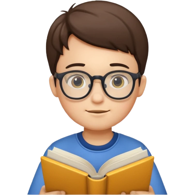 Boy wearing specs and reading books emoji