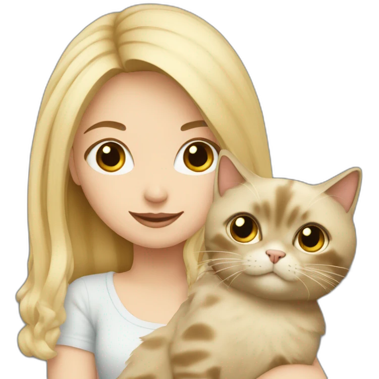 Blonde girl with ragdoll cat emoji