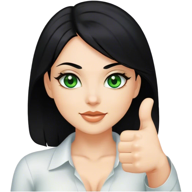 Sexy lady with black hair and green eyes thumbs up    emoji