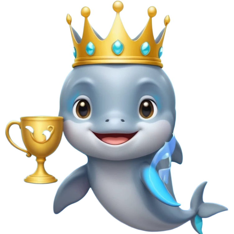 Ένα γλυκό δελφίνι με ένα στεμα και ένα κυπελο emoji