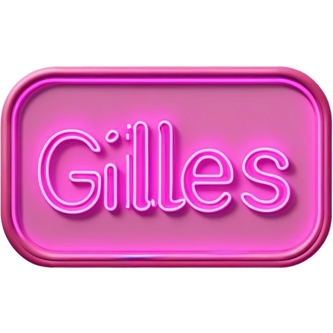 Pink neon sign with the word Giles emoji