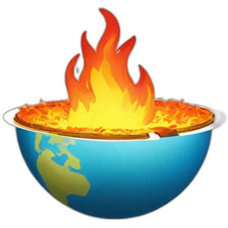 flat earth on fire with paper clip emoji
