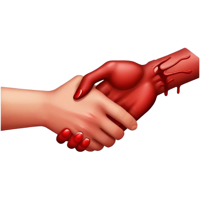 handshake with a bloody hand emoji