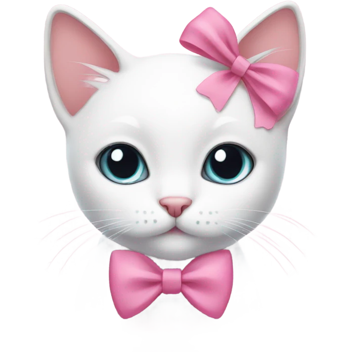 Cute white cat with pink bow emoji