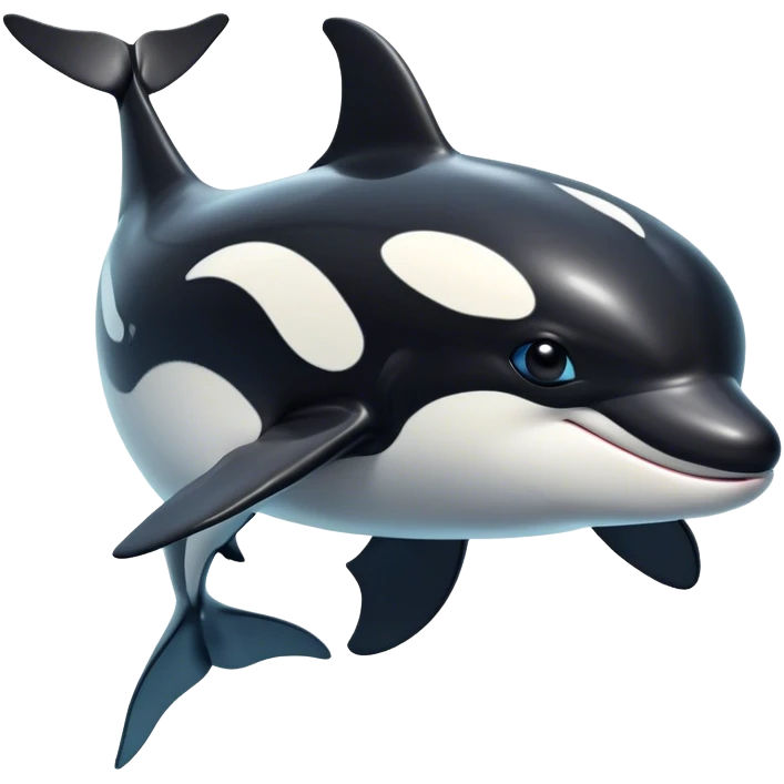 Cinematic Noble orca Portrait Emoji, Poised and majestic, with a sleek, streamlined black-and-white body, piercing intelligent eyes, and a powerful, commanding presence, Simplified yet sharp and sophisticated features, highly detailed, glowing with a soft oceanic radiance, high shine, intelligent and formidable, stylized with an air of deep-sea dominance, focused and alert, soft glowing outline, capturing the essence of an apex predator that appears ready to surge out of the waves with effortless authority! emoji