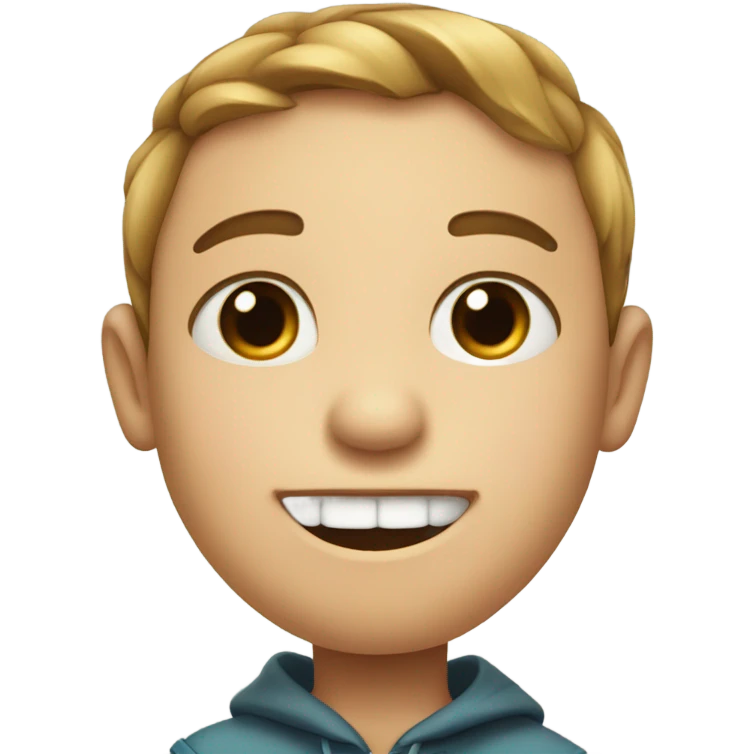Boy with dimple on right side of face when smiles and arrow stuck in it emoji