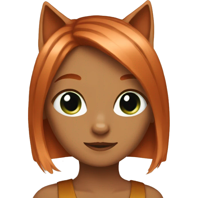 Cat with copper hair girl emoji