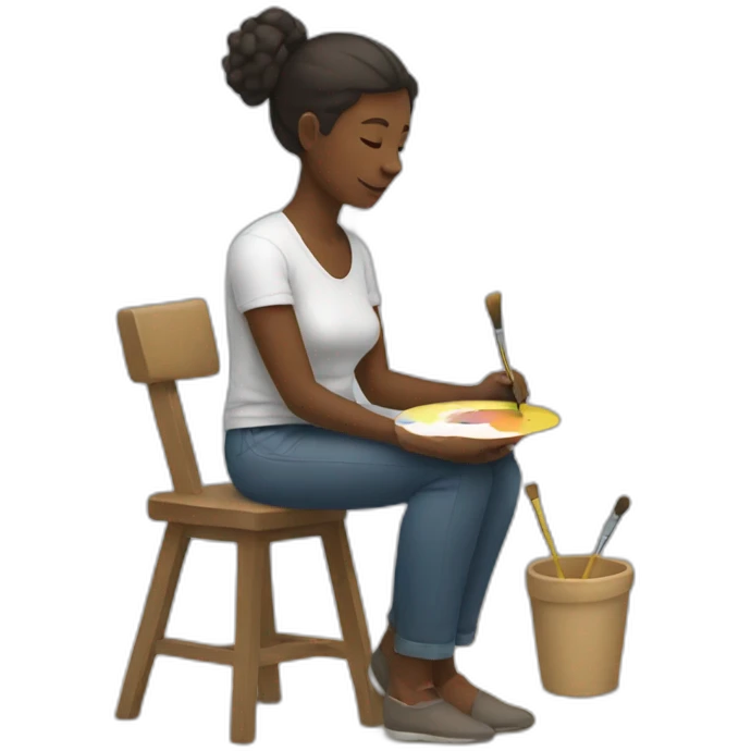 woman sitting down and painting emoji