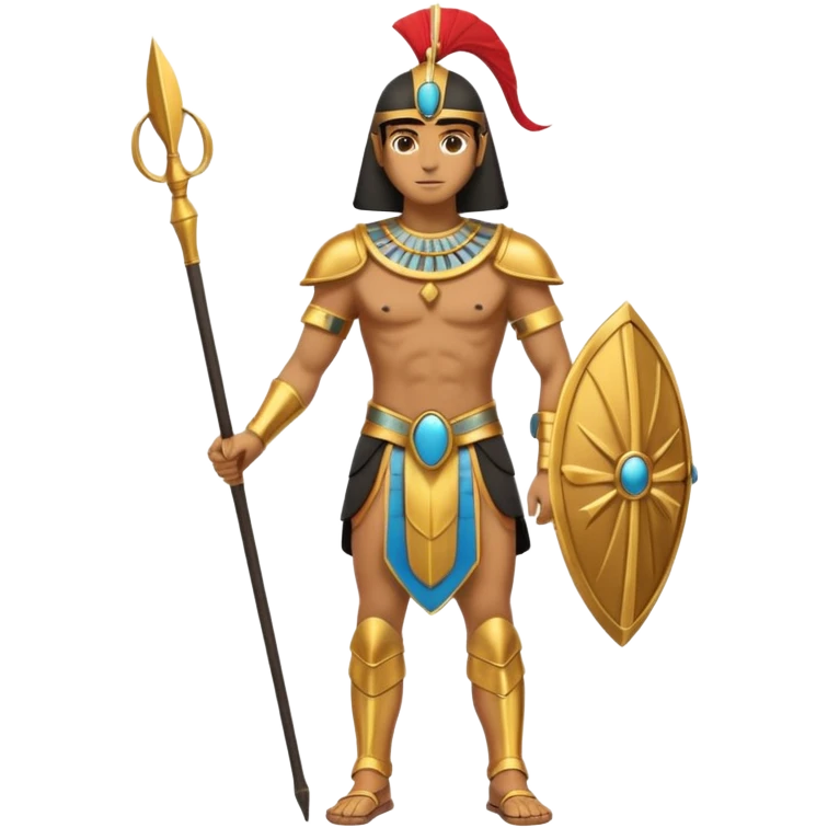 fullbody egyptian ancient soldier with spear and golden armor emoji