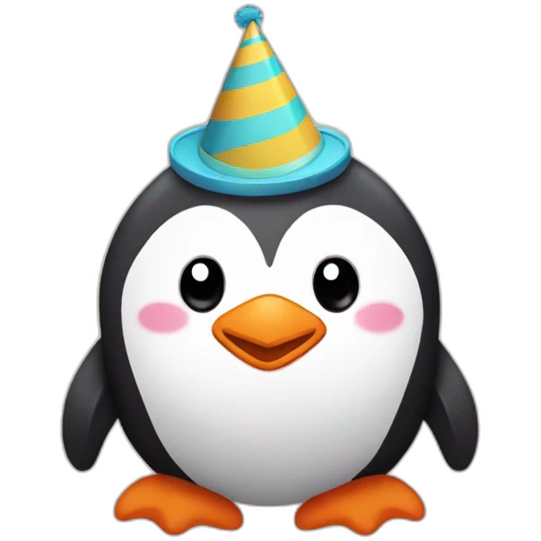 furry penguin with birthday hat emoji