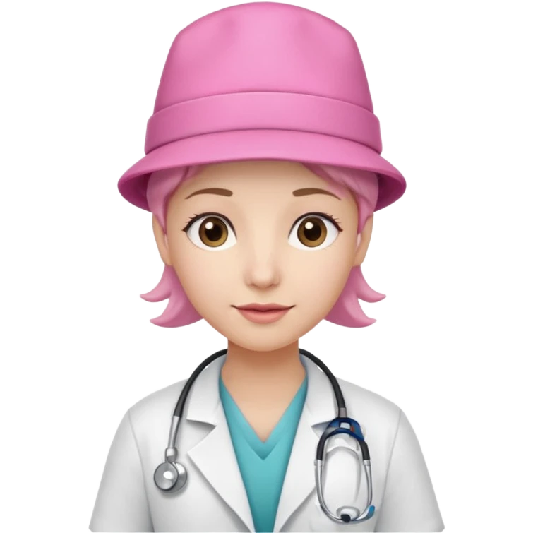 doctor with pink hat emoji