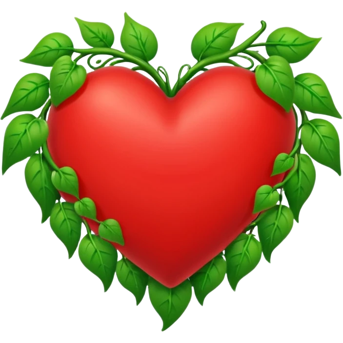 red heart with green vines growing around it and covering it up emoji