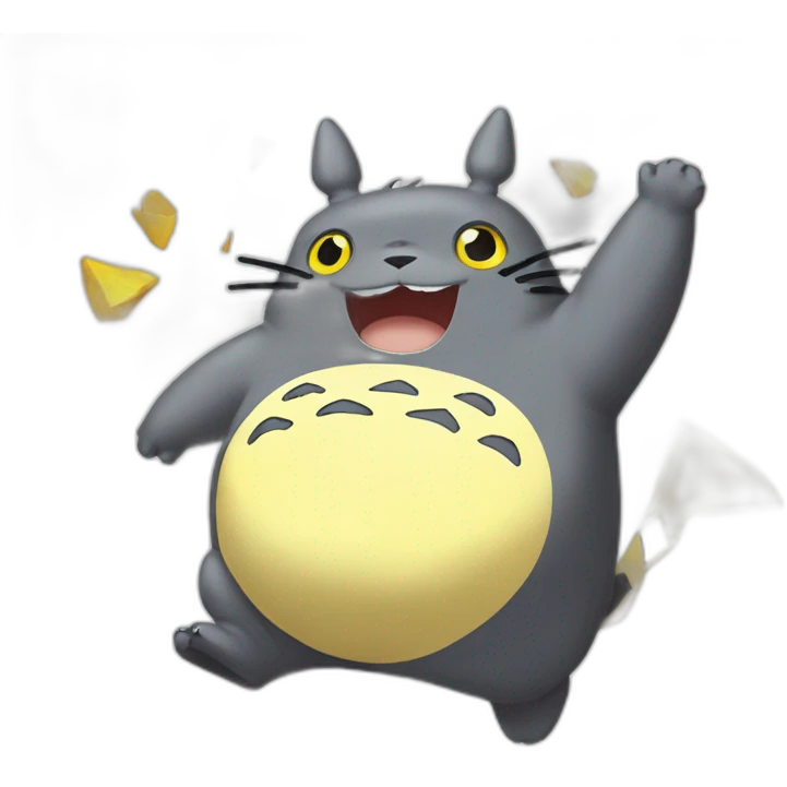 Totoro dancing with pikachu emoji