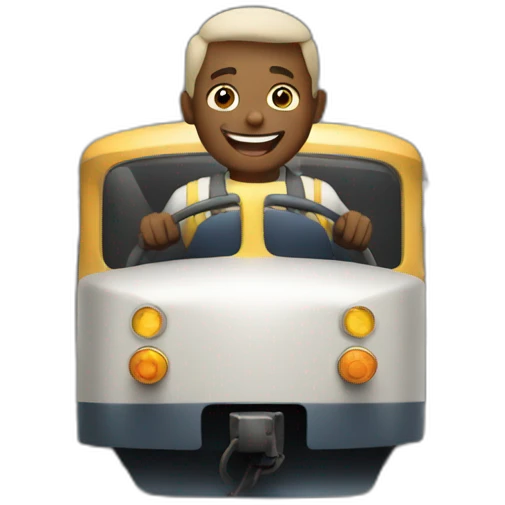 Happy man driving train emoji