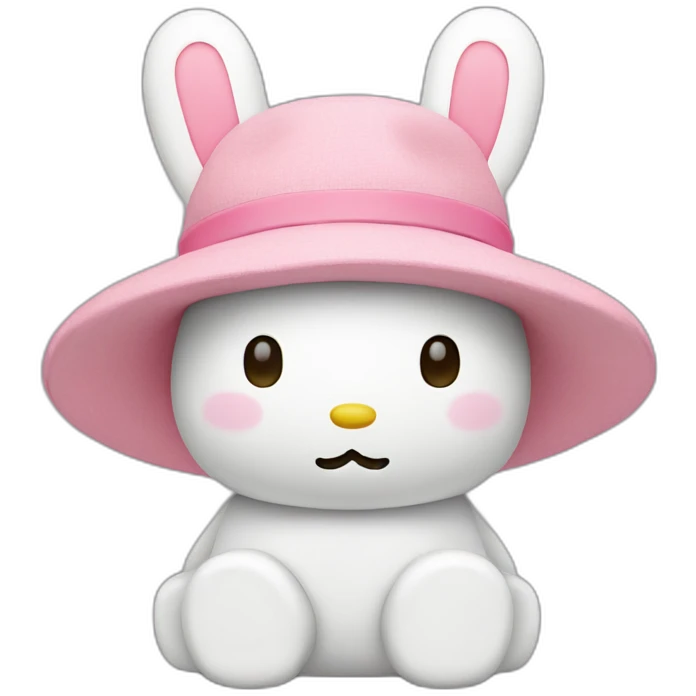 white miffy with a pink hat emoji