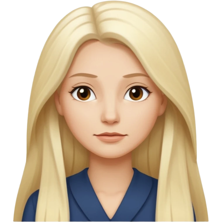 Stylized emoji portrait of a sexy long-haired white-blonde woman, confident expression, smooth skin, minimal makeup, clean background emoji