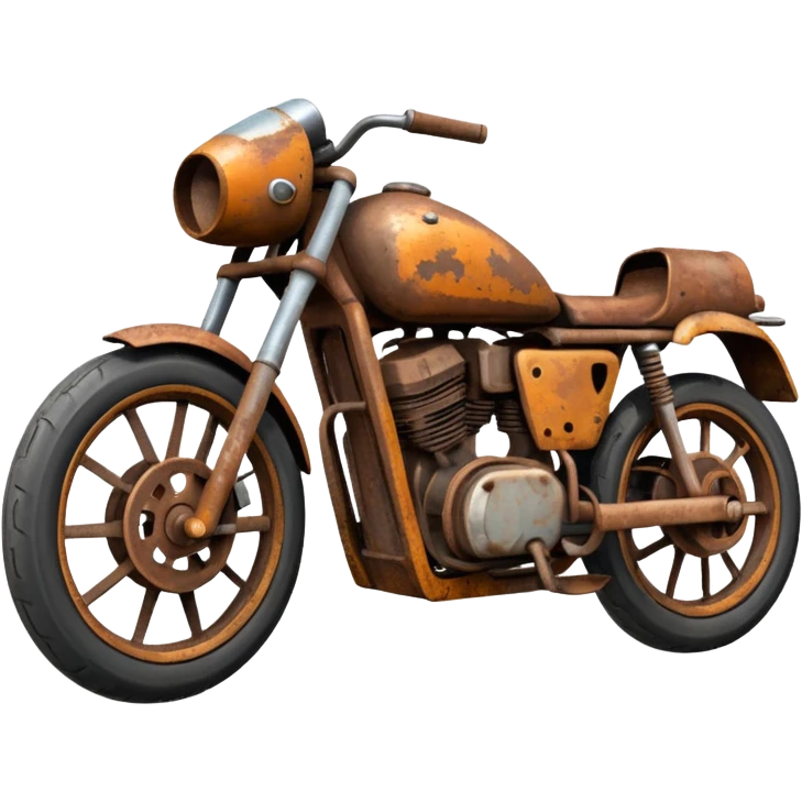 Damaged motorbike there should be no front wheel it should be like junk  emoji