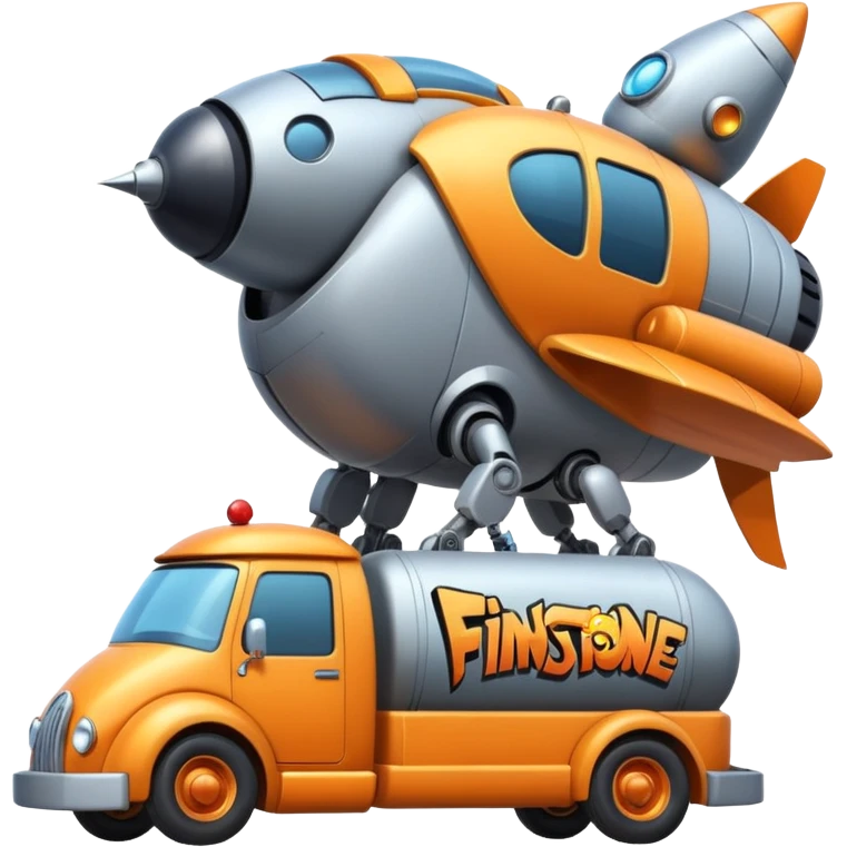 Heroic superhero Flintstone’s futuristic rocket-powered tall robot moving van (motto: Bombing creepy bugs is fun) emoji