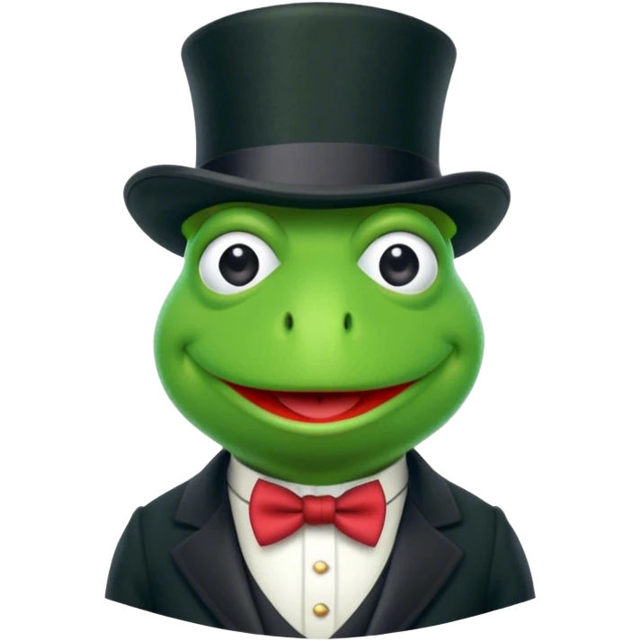 kermit the frog with a tophat emoji