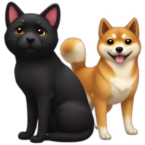 shibainu and black cat lovely emoji
