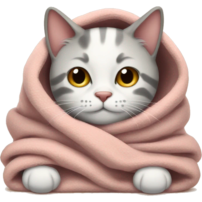 Cat in a cozy blanket  emoji