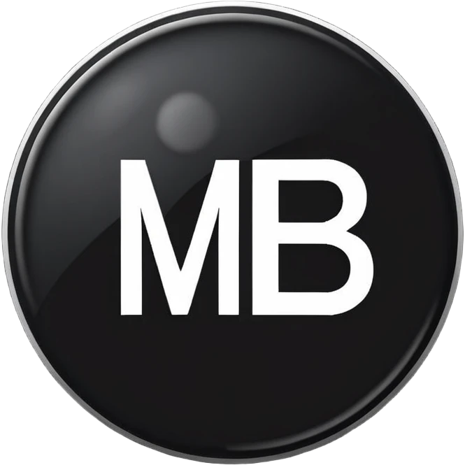 Black Circle with MB written on it emoji
