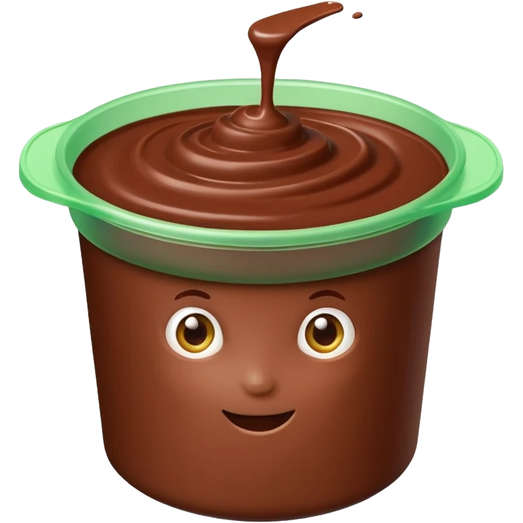 A chocolate yogurt with green packaging emoji
