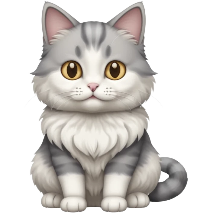 a grey and white cat sitting regally emoji