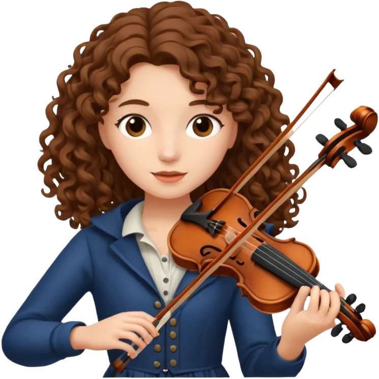 girl with curly brown long hair playing violin emoji