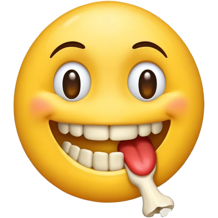 kiss emoji with bone sticking out emoji